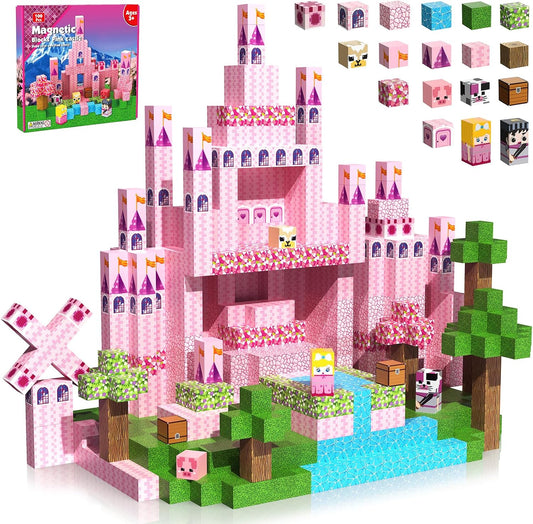 100 PCS Pink Magnetic Building Blocks Set